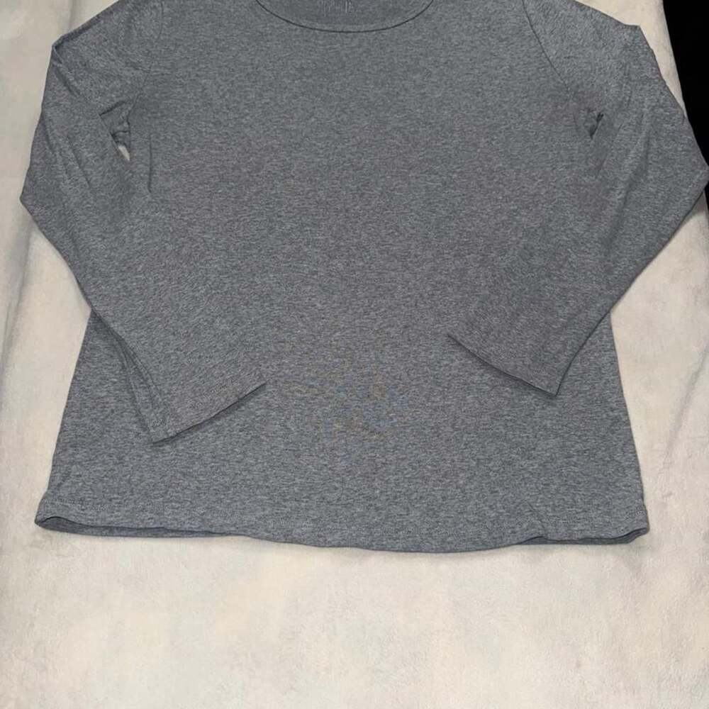 Time and Tru Gray Heather Long Sleeve Crewneck T-Shirt L